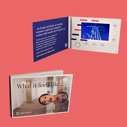 A6 Vue Media VueTV Video Brochure with a 4 inch HD screen for Netcall