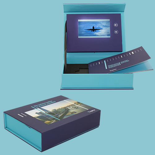 A6 Vue Media VueTV Video Influencer Box with a 4 inch HD screen and merchandise for Capita